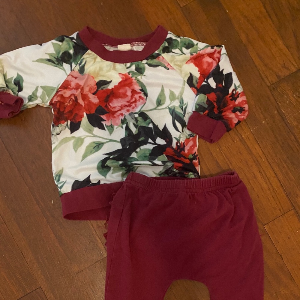 3-6 month babygirl floral outfit